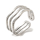 304 Stainless Steel Triple Lines Open Cuff Ring(RJEW-C067-07P)-1