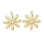 Alloy Pendants, Textured Flower Charms, Cut-Out, Golden, 40x35x3mm, Hole: 2.2mm(AL-C003-01B-01)