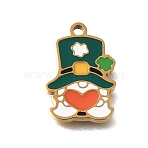 304 Stainless Steel Enamel Pendants, Gnome with Heart Charms, Ion Plating(IP), Golden, 16x11x1.4mm, Hole: 1.4mm(SA-CBAA2E4-15G)