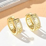Brass Micro Pave Cubic Zirconia Hoop Earrings, Round, Cadmium Free & Lead Free, Rack Plating, Long-Lasting Plated, Real 18K Gold Plated, 15.5x15.5x6.5mm(KK-CBA30C7-03G)