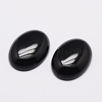 Oval Natural Dyed & Heated Black Agate Cabochons, 18x13x6mm(X-G-K020-18x13mm-01)