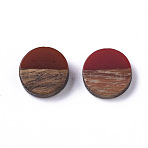Resin & Wood Cabochons, Flat Round, FireBrick, 10x2.5~4mm(RESI-S358-70-H20)