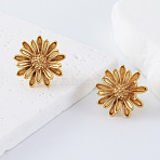 304 Stainless Steel Stud Earrings for Women, Flower, Golden, 20x20mm(PY4003)