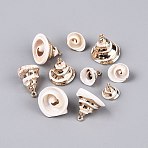 Electroplate Natural Sea Shell Pendants, Shell Shape Charms, with Iron Loops and Brass Findings, Floral White, Light Gold, 11~21x11~22x11~22mm, Hole: 1.2~1.8mm(SSHEL-Q100-07KCG)