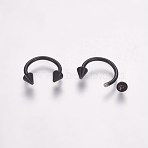 Stainless Steel Nose Septum Rings, Nose Studs, Circular/Horseshoe Barbell with Double Pointed Ends, Gunmetal, 10x10.5x3mm, Inner Diameter: 8mm, Pin: 1mm(AJEW-TAC0017-01B)