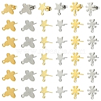 304 & 201 Stainless Steel Stud Earring Findings, with Loop, Mixed Shapes, with 304 Stainless Steel Ear Nuts, Mixed Color, 10~11.5x8.5~12mm, Hole: 1~1.4mm, Pin: 0.7~0.8mm, 10pcs/style(STAS-YW0011-14)