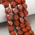 Natural Red Jasper Beads Strands, Nuggets, Faceted, with Seed Beads, 11.5~12.5x9~13x9~12mm, Hole: 1mm, about 28pcs/strand, 14.96''(38cm)(GG-CBAF8A8-A08-01)