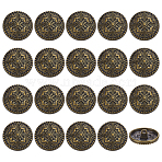 1-Hole Alloy Buttons, Flat Round, Antique Golden, 23x9.5mm, Hole: 2mm, 20pcs/set(FIND-FG0004-58A)