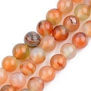 Natural Red Agate Beads Strands, Dyed, Round, 8mm, Hole: 1mm, about 48pcs/strand, 15.16 inch(38.5cm)(G-S359-136)