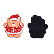 Printed Embossed Opaque Acrylic Cabochons, Christmas Style, Bear, Red, 43.5x37x2mm(OACR-N135-03A)
