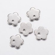 304 Stainless Steel Charms, Flower, Stainless Steel Color, 7x7x1mm, Hole: 1mm(STAS-L200-85P)