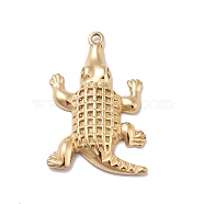 Ion Plating(IP) 304 Stainless Steel Pendants, Crocodile Charm, Golden, 27.9x17.9x3.7mm, Hole: 1.4mm(STAS-E187-10G)