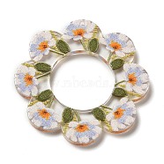 Acrylic Pendants, Flower, White, 38x38x2.5mm, Hole: 17.8mm(OACR-O007-04C)
