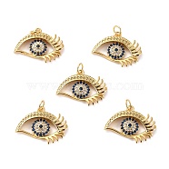 Brass Micro Pave Cubic Zirconia Pendants, Long-Lasting Plated, Cadmium Free & Lead Free, Eye, Real 18K Gold Plated, 17x22.5x3.5mm, Hole: 3.4mm(ZIRC-P092-020G-RS)