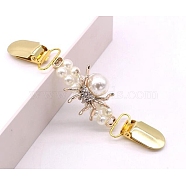 Vintage Alloy Cardigan Clips, Sweater Collar Clips, with Acrylic Pearl Beads, Spider, Golden & Silver, 148mm(JEWB-B002-05G)