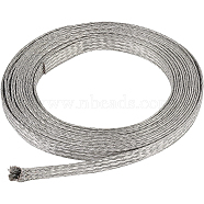 Braided Tinned Wire, Flat, Platinum, 9x1mm, about 13.12 Feet(4m)/pc(CWIR-WH0014-02B-01)