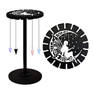 Wooden Wheel, Wooden Display Shelf, Black Holder Stand, Rustic Divination Pendulum Storage Rack, Witch Stuff, Angel & Fairy, Wheel: 120x8mm, 2pcs, Studdle: 288x12mm, 1pc(DJEW-WH0046-121)