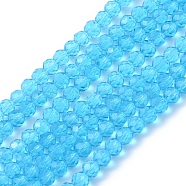 Transparent Glass Bead Strands, Faceted, Flat Round, Light Sky Blue, 4~5x3~4mm, Hole: 0.5mm, about 95pcs/strand, 13.70 inch(34.8cm)(GLAA-R136-4mm-01)