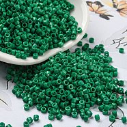 Baking Paint Glass Seed Beads, Cylinder, Dark Green, 2.5x2mm, Hole: 1.4mm, about 45359pcs/pound(SEED-S042-05A-20)