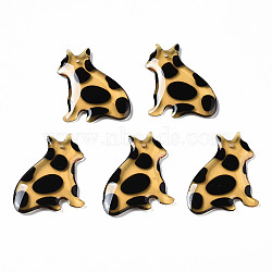 Epoxy Resin Pendants, Cat/Kitten, Goldenrod, 23.5x20x2mm, Hole: 0.8mm(RESI-S379-006B)