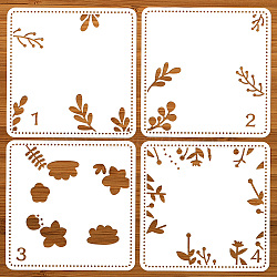 4Pcs 4 Styles PET Out Drawing Painting Stencils, for DIY Scrapbook, Photo Album, Leaf, 300x300mm, 1pc/style(DIY-WH0416-0015)