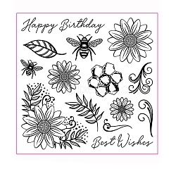 Clear TPR Stamps, for DIY Scrapbooking, Photo Album Decorative, Cards Making, Flower, 155x155mm(PW-WGB9EB7-01)