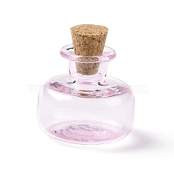 Miniature Glass Bottles, with Cork Stoppers, Empty Wishing Bottles, for Dollhouse Accessories, Jewelry Making, Pearl Pink, 23x20mm(GLAA-H019-04G)