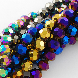 Electroplate Glass Bead Strands, Faceted, Round, Mixed Color, 10x9mm, Hole: 1.5mm, 72pcs/strand, 27 inch(EGLA-R042-10mm-M)
