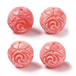 Synthetic Shell Dyed Carved Beads, Flower, Light Coral, 12x12.5mm, Hole: 1.5mm(SHEL-H005-27)