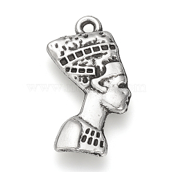 Tibetan Style Alloy Pendants, Cadmium Free & Lead Free, Egyptian Queen, Antique Silver, 25.5x15.5x2mm, Hole: 2mm, about 725pcs/1000g(TIBE-Q075-17AS-LF)