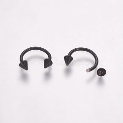 Stainless Steel Nose Septum Rings, Nose Studs, Circular/Horseshoe Barbell with Double Pointed Ends, Gunmetal, 10x10.5x3mm, Inner Diameter: 8mm, Pin: 1mm(AJEW-TAC0017-01B)