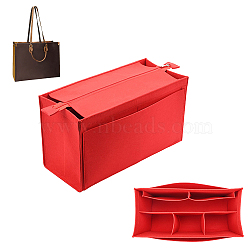 Felt Purse Organizer Insert, Handbag Tote Shaper Organiser with Zipper, Bag Accessories, Rectangle, Red, 37x16.5x24cm(FIND-WH0036-41A)