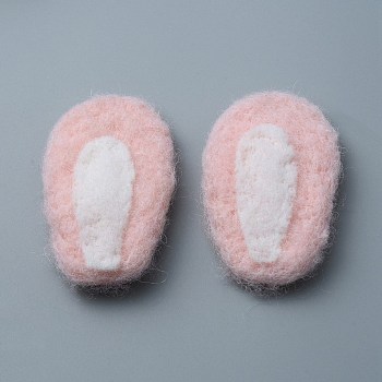 Felt Rabbit Ear Ornament Accessories, for DIY Doll, Hair Band, Punch Embroidery Decoration, Pink, 51.5x30x11mm