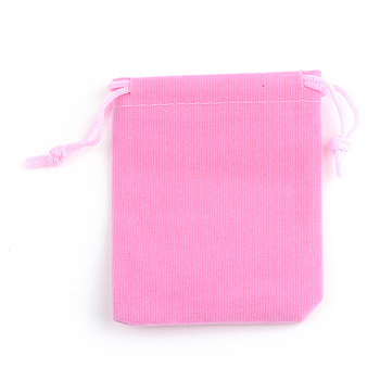 Rectangle Velvet Pouches, Gift Bags, Pink, 15x10cm