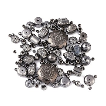 CCB Plastic Beads, Mixed Shapes, Gunmetal, 6~31x7~18mm, Hole: 2mm