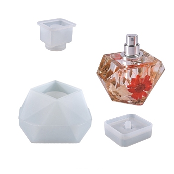 Perfume Bottle Silicone Storage Molds, Resin Casting Molds, for UV Resin & Epoxy Resin Craft Making, White, 43~79x37~51x15.5~53mm, Inner Diameter: 34~54x27~49mm, 3pcs/set