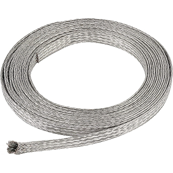 Braided Tinned Wire, Flat, Platinum, 9x1mm, about 13.12 Feet(4m)/pc