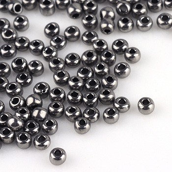 12/0 Grade A Round Glass Seed Beads, Metallic Colours, Dark Gray, 12/0, 2x1.5mm, Hole: 0.3mm, about 30000pcs/bag