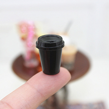 Mini Resin Coffe Cup, for Dollhouse Accessories, Pretending Prop Decorations, Black, 14x17mm