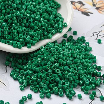 Baking Paint Glass Seed Beads, Cylinder, Dark Green, 2.5x2mm, Hole: 1.4mm, about 45359pcs/pound