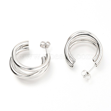 304 Stainless Steel Half Hoop Earrings(X-EJEW-C501-18P)-2