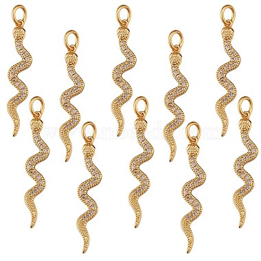 Real 18K Gold Plated Clear Snake Brass+Cubic Zirconia Pendants