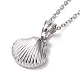 304 Stainless Steel Shell Shape Pendant Necklace for Women(STAS-E154-18P)-1