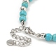 Star of David 304 Stainless Steel & Synthetic Turquoise Round Beaded Bracelets for Women(BJEW-G717-06P)-3