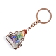 Copper Wire Wrapped Gemstone Chips Yoga Pendant Keychains(PW-WG26152-01)-1