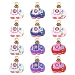 12Pcs 6 Colors Alloy Rhinestone Pendants, with Enamel, Elephant Charms, Golden, Mixed Color, 23x19x5mm, Hole: 3mm, 2pcs/color(FIND-YW0011-79)