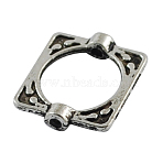 Tibetan Style Alloy Bead Frames, Lead Free & Cadmium Free, Rectangle, Antique Silver, 16x14x3mm, 10.5mm Inner Diameter(X-TIBEB-6761-AS-LF)