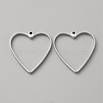 304 Stainless Steel Open Back Bezel Pendants, For DIY UV Resin, Epoxy Resin, Pressed Flower Jewelry, Stainless Steel Color, Heart, 32.5x30.5x3mm, Hole: 1.8mm, Inner Diameter: 30.5x28.5mm(FIND-WH0152-123A)