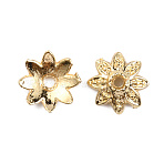 Brass Bead Caps, Multi-Petal, Long-lasting, Flower, Real 14K Gold Plated, 7x7x2mm, Hole: 1.2mm(KK-WH0035-56)