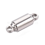 304 Stainless Steel Magnetic Clasps, Tube, Stainless Steel Color, 12x4mm, Hole: 1.2mm(STAS-N127-02A-P)